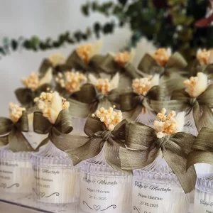 Söz Nişan Düğün Nikah Mika Kutulu Mum Hediyelik 15 Adet